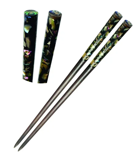 Miniatura 9 de Palillos de madera para el cabello, cabeza de incrustación superior con nácar a mano, palillos decorativos únicos de madera, palillos de pelo