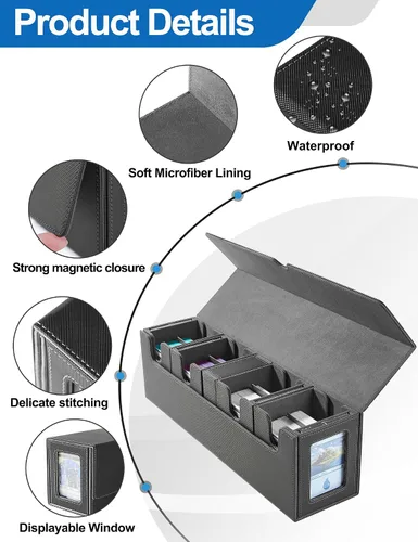 Miniatura 5 de UAONO Caja de cartas para MTG con pantalla Commander, funda de cartas 5 en 1 con capacidad para más de 800 tarjetas sin mangas, organizador
