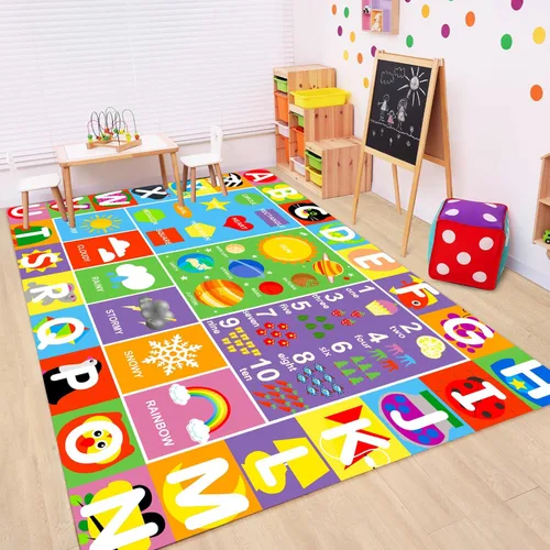 Miniatura 6 de Alfombra del alfabeto para niños, alfombra suave ABC para niños con parte trasera antideslizante, alfombra educativa para sala de juegos para niños