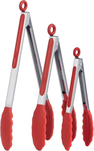 Miniatura 4 de Pinzas de cocina para cocinar, pinzas de silicona de acero inoxidable para servir, 7,9 y 12 pulgadas, antiadherentes, resistentes al calor, paquete