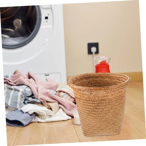 Miniatura 7 de Diseño de papelera tejida con paja para el hogar, uso versátil, sala de estar, dormitorio, cocina, 1 ud