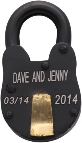Miniatura 2 de RII - Candado de amor personalizado, negro, candado con llave, recuerdo grabado, regalo para marido, esposa, novio, novia, candado de amor