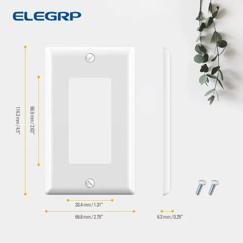 Miniatura 4 de ELEGRP Placa decorativa de pared para receptáculo, cubiertas decorativas de tamaño estándar de 1 gang, placas frontales de policarbonato irrompibles