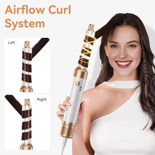 Miniatura 3 de Cepillo secador de pelo 7 en uno, potente cepillo secador de pelo con rizador de aire para cabello, cepillo secador de pelo con difusor, cepillo