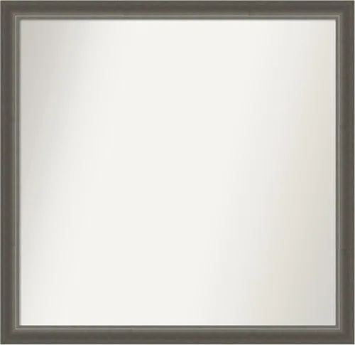 Miniatura 496 de Amanti Art Espejo de baño plateado para sobre fregadero, 25 x 25 pulgadas, espejo de tocador cuadrado estrecho de níquel cepillado, marco de madera