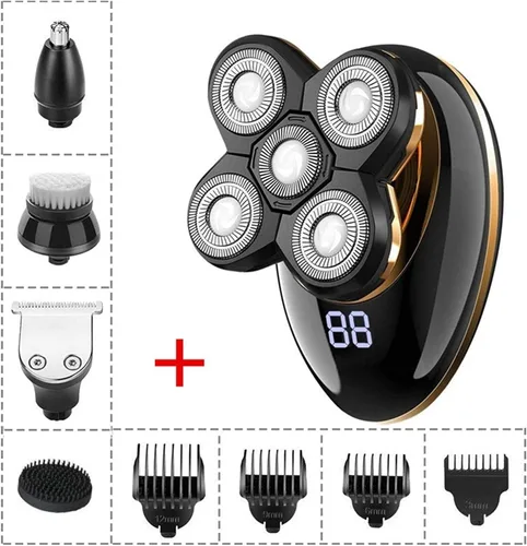 Miniatura 2 de Afeitadora eléctrica para hombres, afeitadora eléctrica 5 en 1 para hombres calvos, pantalla LED, afeitadora rotativa eléctrica recargable, kit