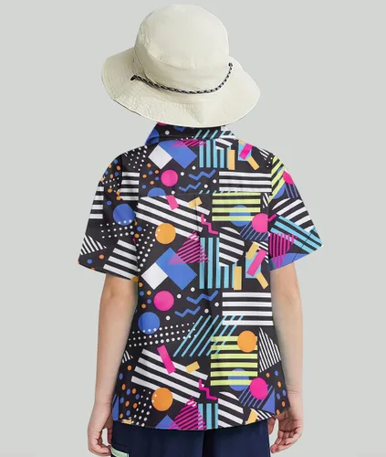 Miniatura 3 de Enlifety 2-10T Camisa hawaiana para niños y niñas, de manga corta, con botones, blusa casual de verano hawaiano