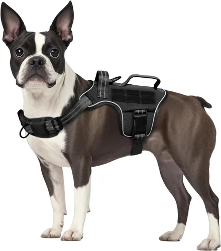 Miniatura 8 de Arnés para perro pequeño, arnés táctico resistente sin tirones, sin estrangulamiento, chaleco para mascotas fácil de poner y quitar con sistema