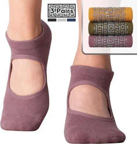 Miniatura 4 de unenow Calcetines antideslizantes de yoga para mujer con acolchado para pilates, barra, hogar