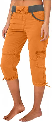Pantalones cargo de cintura alta para mujer, hasta la rodilla, pantalones cónicos, pantalones militares de combate, disponibles en tallas grandes