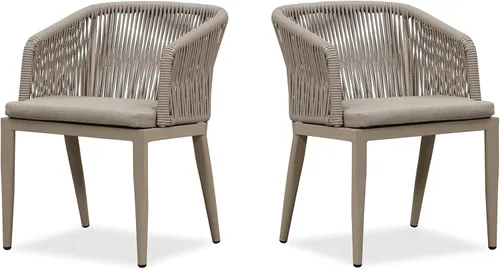 Miniatura 14 de PURPLE LEAF Silla de comedor al aire libre, 2 piezas, para todo tipo de clima, mimbre de mimbre, marco de aluminio, silla de comedor para patio