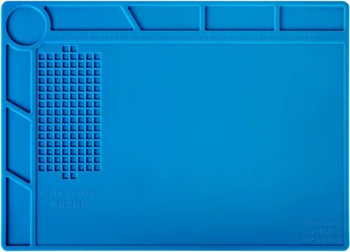 Kaisi S-130 - Alfombrilla de reparación de silicona aislante para soldadura, resistente al calor, alfombrilla de trabajo de silicona 932°F con regla