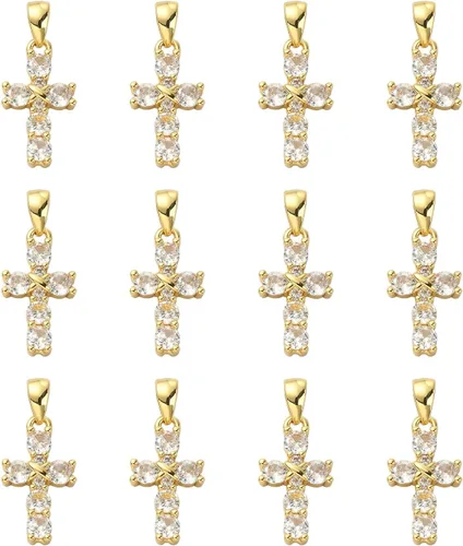 Miniatura 41 de Ipotkitt - 20 piezas de dijes de cobre con circonita cúbica micropavé en forma de flor con anillo de salto, dijes con forma de planta y flor