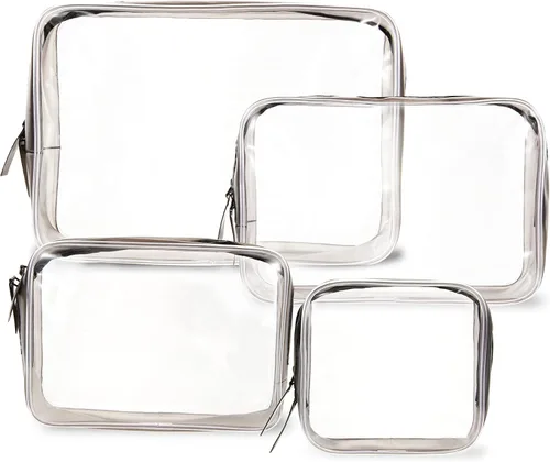 4 bolsas de maquillaje transparentes con cremallera, bolsa de cosméticos de maquillaje para mujeres y hombres, bolsa de maquillaje para viajes,