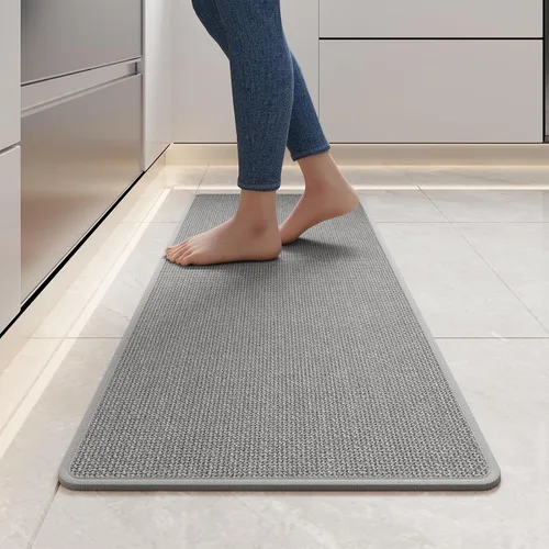 Miniatura 49 de YDKGL Tapetes de cocina para piso, alfombras de cocina súper absorbentes, antideslizantes, lavables, de lino sintético suave trenzado, alfombra