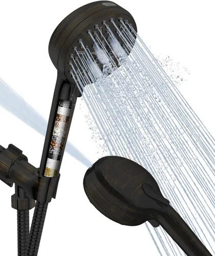 Miniatura 12 de Cabezal de ducha de alta presión ORB con mano - Cabezal de ducha de lluvia multifuncional de alto flujo con manguera extra de 60" de largo y soporte