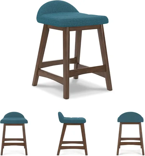 Miniatura 8 de Signature Design by Ashley Lyncott - Taburete de bar tapizado contemporáneo de 24.25 pulgadas de altura de asiento, con cojín de espuma, 2