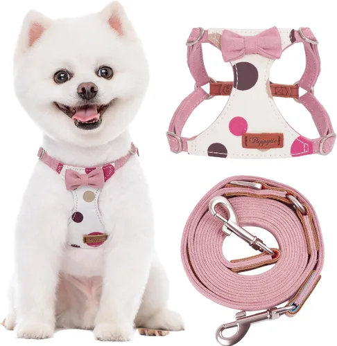 Miniatura 14 de Puppytie Arnés sin tirones para perro, con correa multifunción, pechera suave y ajustable para mascota, no ahorca, chaleco a prueba de escape, rosa