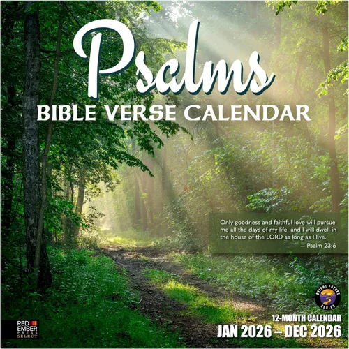 RED EMBER Select - Calendario de pared cristiano 2026 | Salmos con versículos de la Biblia | 12 meses | 12 x 24 pulgadas abierto | Papel grueso y