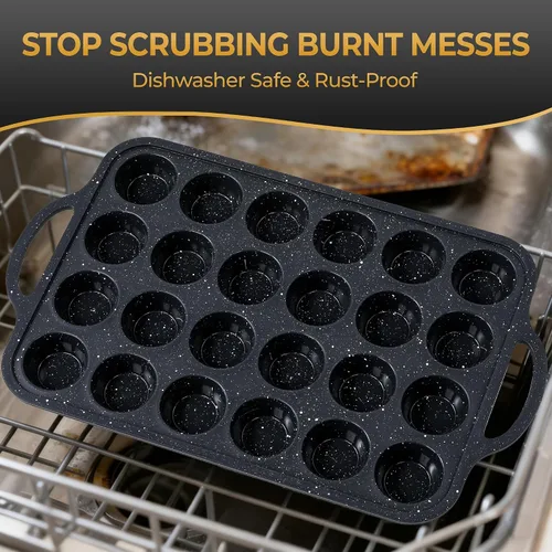 Miniatura 3 de 24-Cup Mini Silicone Muffin Pan with Reinforced Steel Frame, Non-Stick, BPA-Free, for Bite-Sized Cupcakes, Appetizers, and Egg Bites, Dishwasher Safe