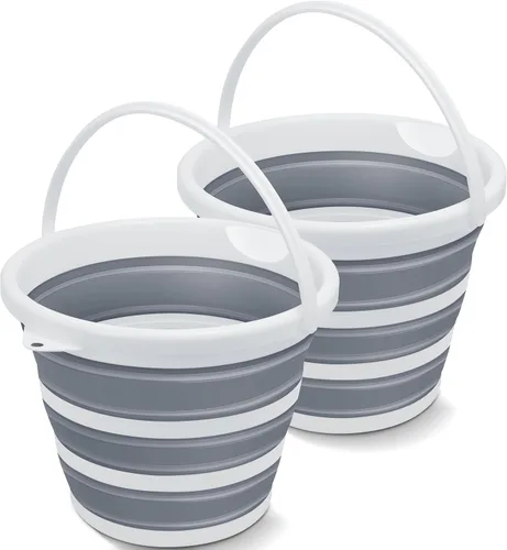 Miniatura 12 de Goderewild Paquete de 2 cubos plegables pequeños, 1.4 galones/5 litros sin BPA, cubos de agua plegables para lavado de autos, campamento, playa