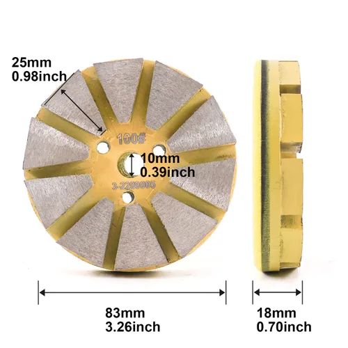 Miniatura 2 de Almohadilla de pulido de piso de diamante de metal de 3 pulgadas para baldosa, piedra, mármol, hormigón, granito, disco de lijado (grano 100-3pcs)