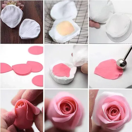 Miniatura 5 de Moldes de flores de azúcar – Molde de veta para fondant de pétalos de silicona para boda, magdalenas, pastel, herramienta de decoración de pasteles
