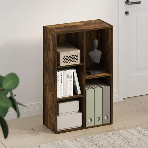 Miniatura 3 de Furinno TOMI - Estantería reversible de 5 cubos, 9.4 x 19.5 x 31.5 pulgadas, para sala de estar, dormitorio, oficina en casa, pino ámbar