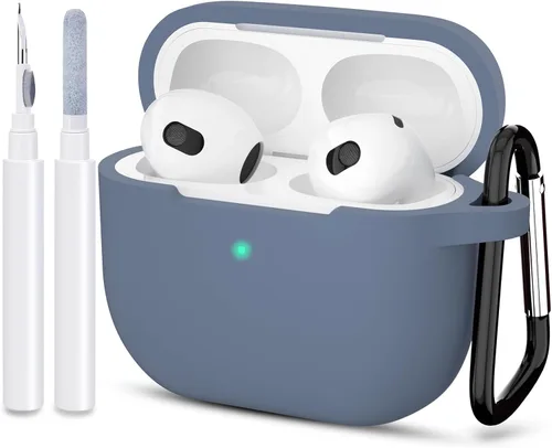 Miniatura 29 de Compatible con AirPods 3, funda protectora de silicona para AirPods de tercera generación 2021, carga inalámbrica, azul oscuro