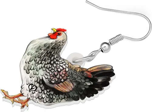 Miniatura 3 de Pendientes de gallina de acrílico con diseño divertido de granja, regalo encantador para niñas y mujeres por The Bonsny