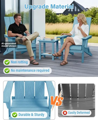 Miniatura 6 de YEFU Adirondack Sillas plegables de gran tamaño: capacidad de peso de 400 libras, sillas Adirondack de plástico, respaldo alto, modernas como