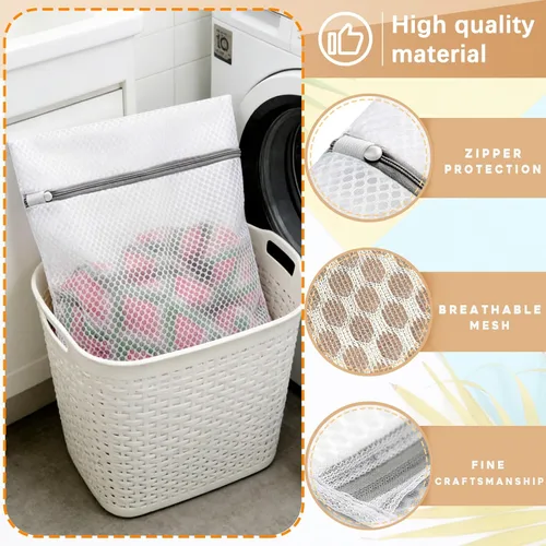 Miniatura 5 de 10 bolsas de lavandería de malla para lavado, bolsas de lavandería duraderas de doble capa de malla de panal para ropa delicada, 12 x 16 pulgadas 10