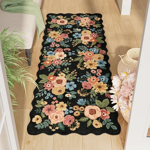 Miniatura 35 de DUKINO Alfombra de área de 6 x 9 pies, alfombra floral para sala de estar, ligera, antideslizante, lavable, alfombra de interior de pelo bajo