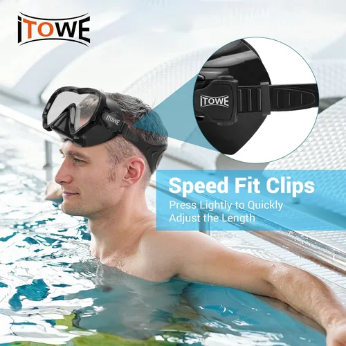 Miniatura 2 de Gafas de natación para adultos, hombres y mujeres, con cubierta de nariz, vidrio templado de 180°, visión clara, máscara de piscina, gafas de buceo
