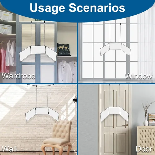 Miniatura 4 de LMZNXCZ Espejo de 3 vías para corte de pelo automático, espejo de 360 cortes para hombres para uso de barbero, para ver la parte posterior