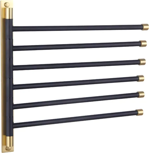 Miniatura 9 de GERZWY - Toallero de baño con brazo giratorio montado en la pared, con 6 brazos, organizador para toallas, acero inoxidable SUS 304, acabado negro