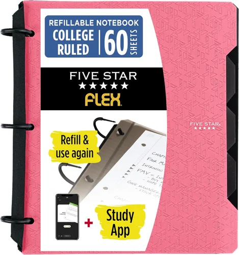 Miniatura 11 de Five Star Flex - Cuaderno recargable + aplicación de estudio, papel rayado universitario y carpeta de anillos TechLock de 1 pulgada con bolsillos