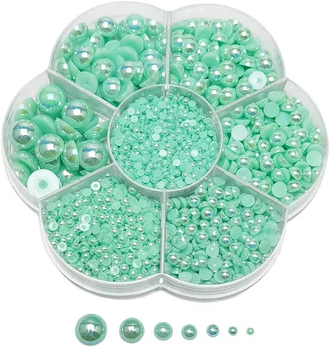 Miniatura 15 de Chenkou Craft - 1 caja con 3000 mitades de perlas, cuentas circulares con inferior plano, gemas sueltas Media bola fucsia oscura