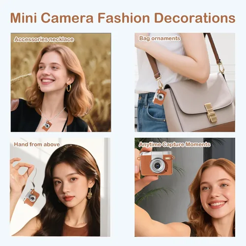 Miniatura 7 de Mini cámara digital con llavero, cámara CCD retro 1080P Videocámara digital con lente abatible con tarjeta de 32 GB y lector de tarjetas 3 en 1