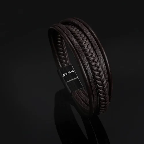 Miniatura 8 de SERASAR Premium Leather Bracelet [Braid] for Men in Black & Brown Various Lengths Magnetic Stainless Steel Clasp Exclusive Jewellery Box