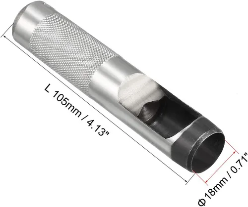 Miniatura 3 de uxcell® Perforador hueco redondo de acero artesanal de cuero 0.709 in para cinturón de cuero banda reloj junta