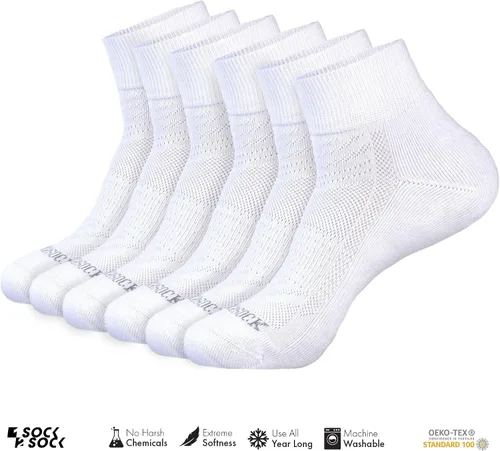 Miniatura 2 de 1SOCK2SOCK Paquete de 6 calcetines deportivos de algodón para hombres y mujeres, de algodón, corte bajo, calcetines para correr