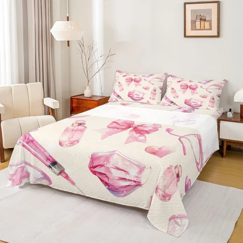Miniatura 54 de Erosebridal Nurse Sheet Set Stethoscope Twin Sheets Set for Teen Boys,Colorful Medical Healthcare Heartbeat Syringe Fitted Sheet