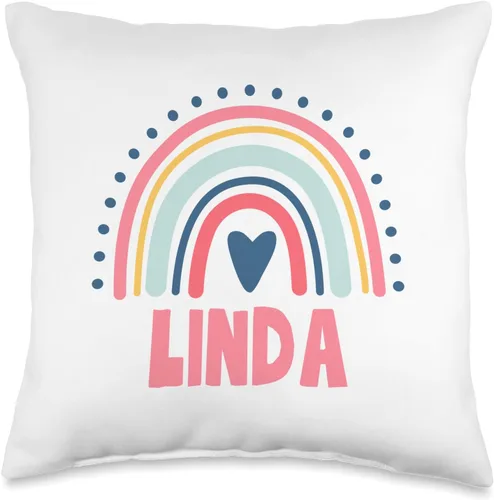 Idea Regalo Personalizzata con Nome Gifts Idea Linda Name Custom Woman Myth Legend Pink Birthday Party Throw Pillow, 16x16, Multicolor