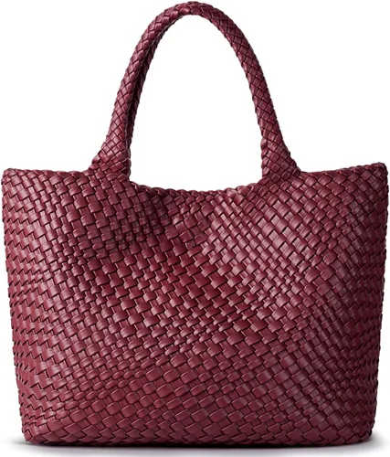 Miniatura 9 de Bolso de hombro tejido para mujer, asa superior de moda, piel vegana suave
