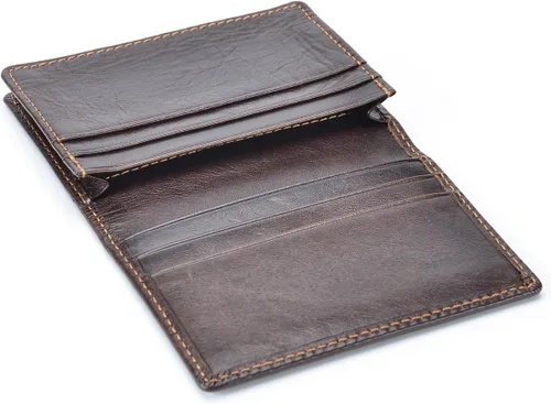 Miniatura 4 de HAWEE Billetera de bolsillo frontal plegable para hombre, de piel auténtica, con bloqueo RFID, tarjetero