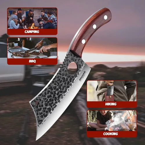 Miniatura 8 de Huusk Cuchillos coleccionables Cuchillo de chef y cuchillo de carne con funda de cuero y caja de regalo..