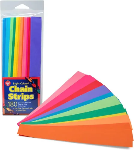Miniatura 3 de Mighty Bright - Tiras de cadena de papel, 1 x 8 pulgadas, 180 unidades, varios