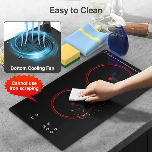 Miniatura 7 de GIHETKUT Placa de Cocción Eléctrica, Estufa Eléctrica Empotrable y de Encimera, Quemador Eléctrico de 2100W 110V, 9 Niveles de Calentamiento