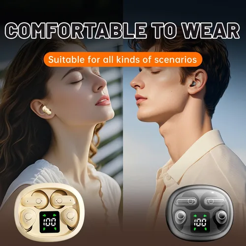 Miniatura 7 de 2-in-1 Mini Invisible Sleep Bluetooth Earbuds,Small Wireless Sleep Headphones for Side Sleepers,Bluetooth 5.4 Bass Stereo Sound Over-Ear Caqui